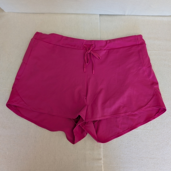 Athleta Womens Large Athletic Shorts Blue Pink Activewear Workout Sportswear - Picture 2 of 8